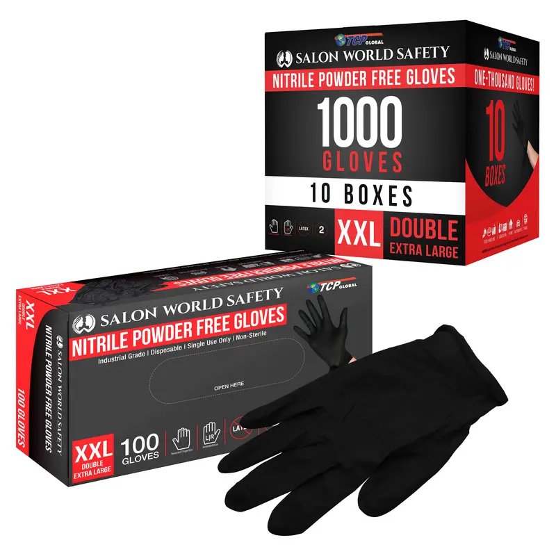 Black Nitrile Disposable Gloves, 10 Boxes Of 100 - Xx-Large, 4 Mil Thick - Latex And Powder Free, Textured Tips, Food Safe, Extra-Strong Protection 1
