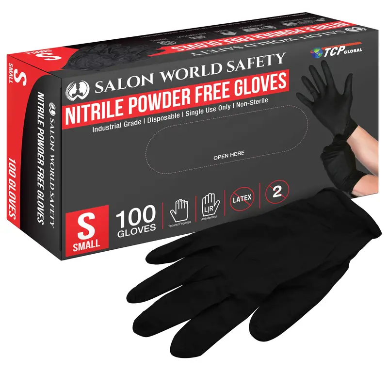 Black Nitrile Disposable Gloves, Box Of 100 - Small, 4.0 Mil Thick - Latex And Powder Free, Textured Tips, Food Safe, Extra-Strong Protection 1