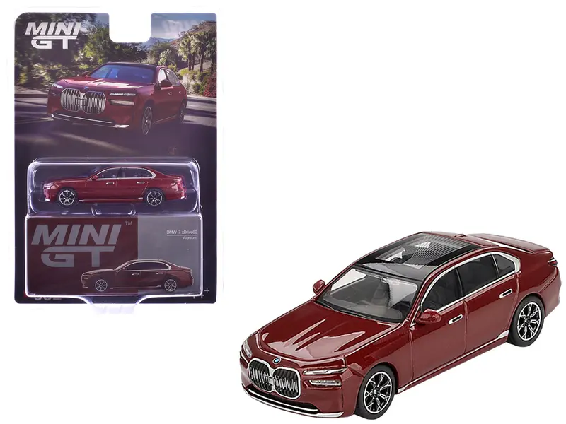 Bmw I7 Xdrive60 Aventurin Red Metallic Limited Edition 1/64 Diecast Model Car By Mini Gt 1