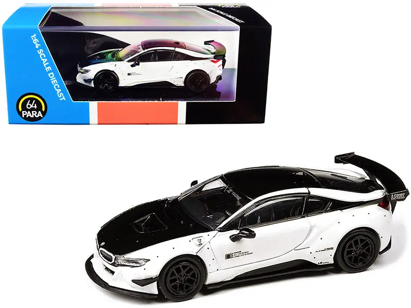 Bmw I8 Liberty Walk White And Black 1/64 Diecast Model Car By Paragon 1