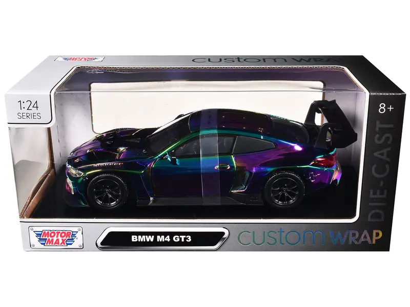 Bmw M4 Gt3 Chameleon Chrome "Custom Wrap" Series 1/24 Diecast Model Car By Motormax 1