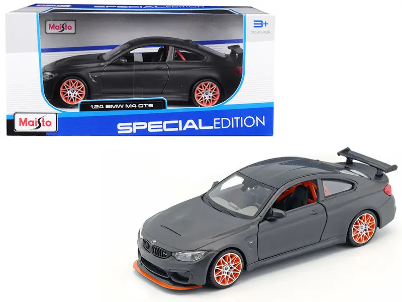 Bmw M4 Gts Gray With Carbon Top And Orange Wheels 1/24 Diecast Model Car By Maisto 1