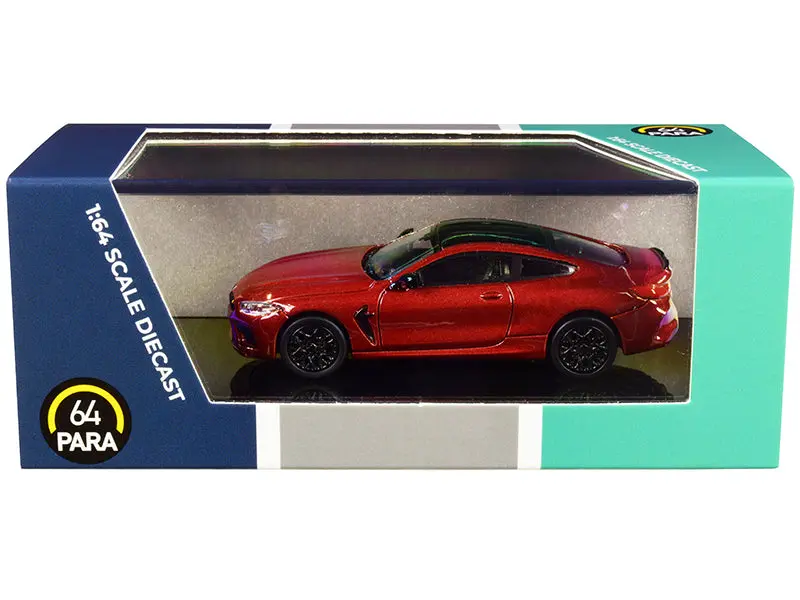 Bmw M8 Coupe Motegi Red Metallic With Black Top 1/64 Diecast Model Car By Paragon 1