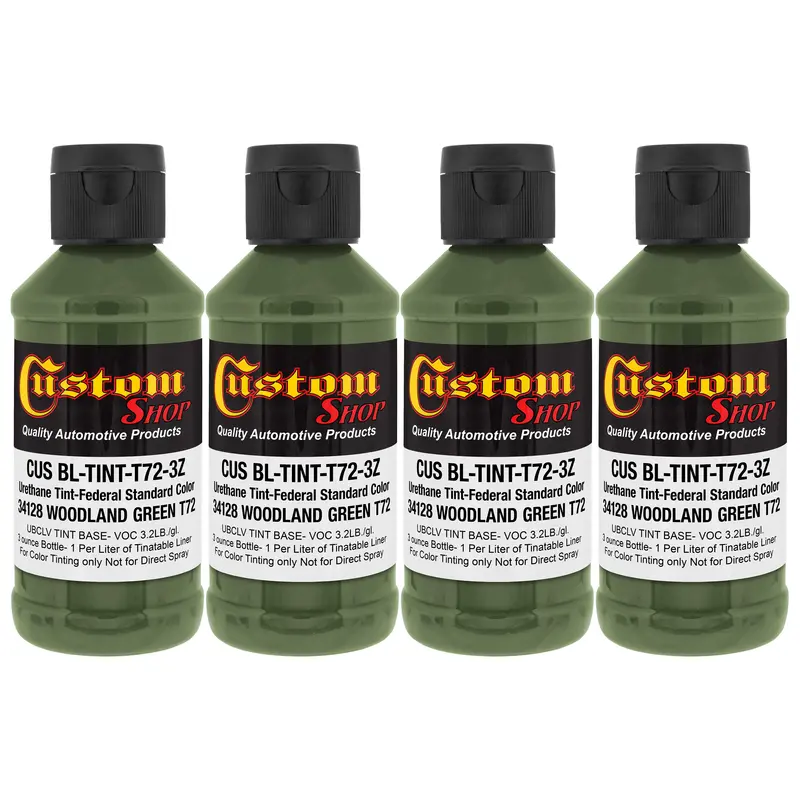 Camouflage Series 3 Oz (Woodland Green Federal Standard Color #34128) Urethane Tint Concentrate For Tinting Truck Bed Liner Coatings - Pack Of 4 1