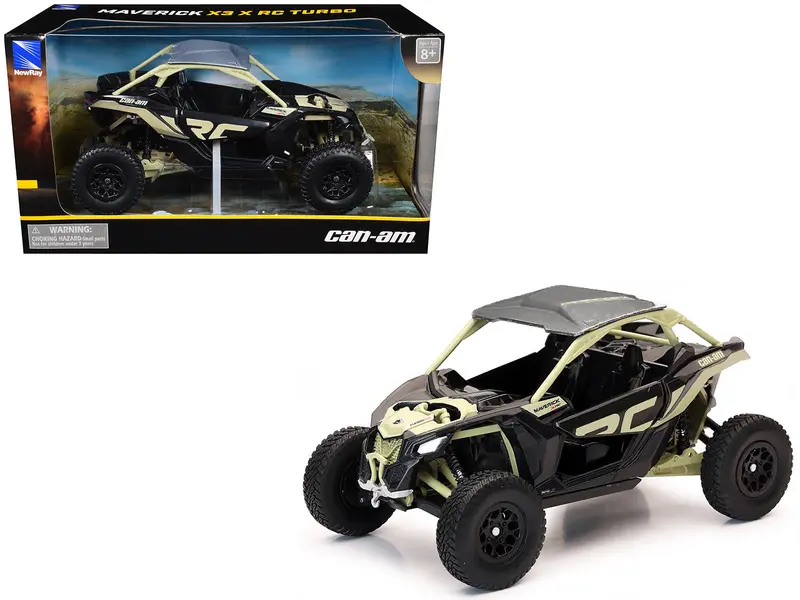 Can-Am Maverick X3 Xrc Turbo Atv Tan And Black With Silver Top Cast 1/18 Diecast Model By New Ray 1