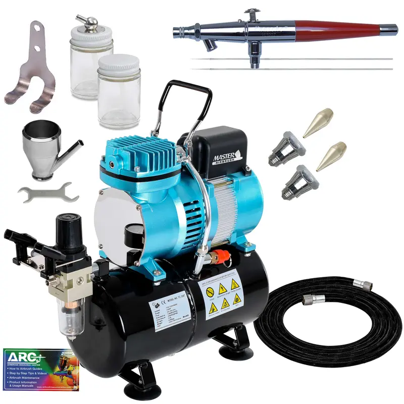 Complete Paasche Vl-Set Airbrushing System With Cool Runner Ii Dual Fan Air Storage Tank Compressor System 1