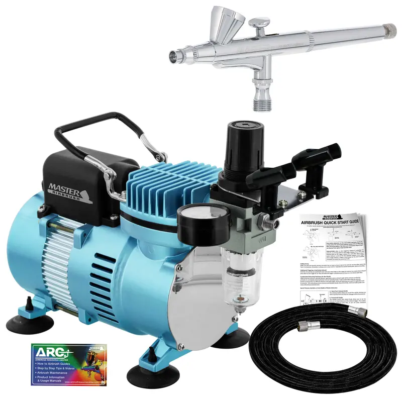 Cool Runner Ii Dual Fan Air Compressor System Kit With A Gravity Feed Dual-Action Airbrush Set With 0.3 Mm Tip - Holder, How-To Guide 1
