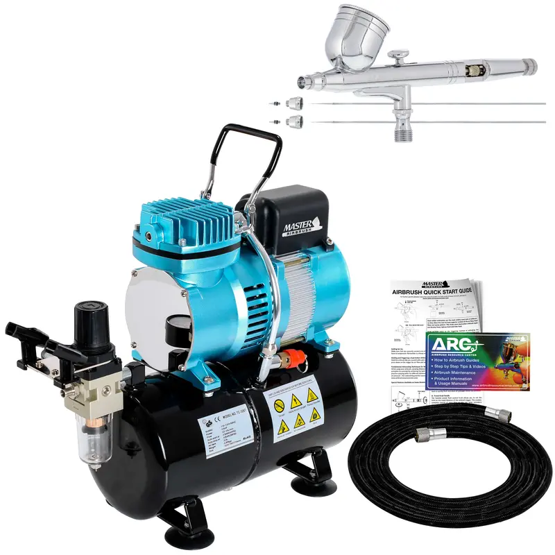 Cool Runner Ii Dual Fan Air Storage Tank Compressor System Kit With G233 Gravity Feed Dual-Action Airbrush, 0.2 0.3 0.5Mm Tips - Holder, How-To Guide 1