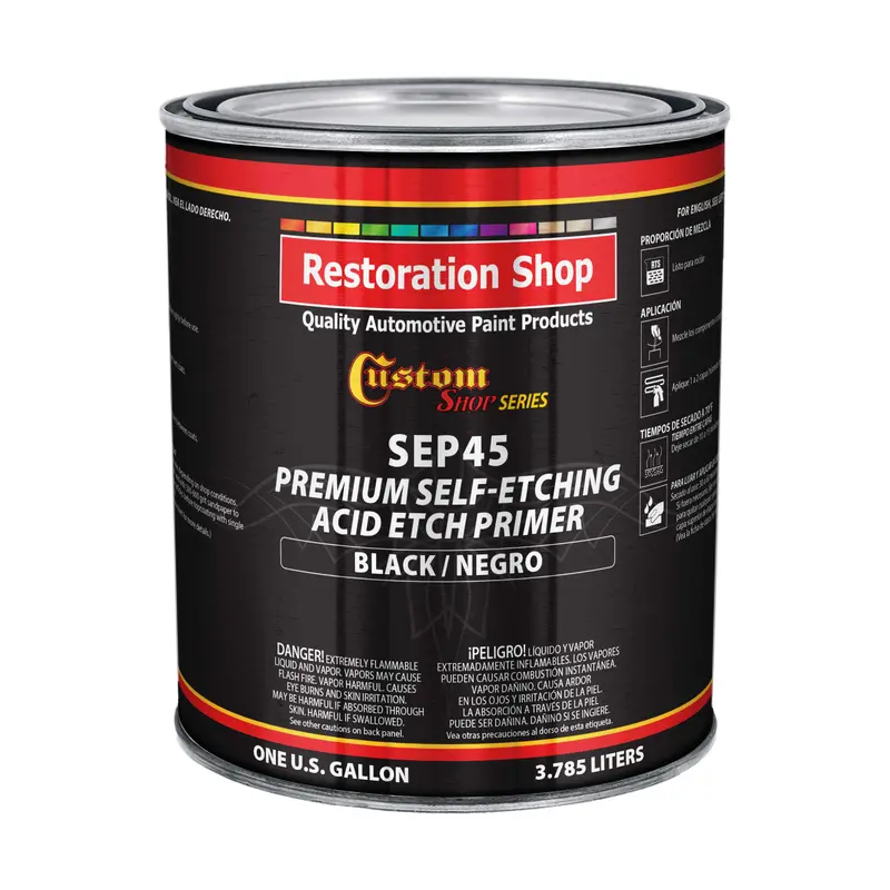 Custom Shop - Premium Self Etching Acid Etch Primer, 1 Gallon, Black - Ready To Spray Paint, Excellent Adhesion To Bare Metal, Steel, Aluminum 1