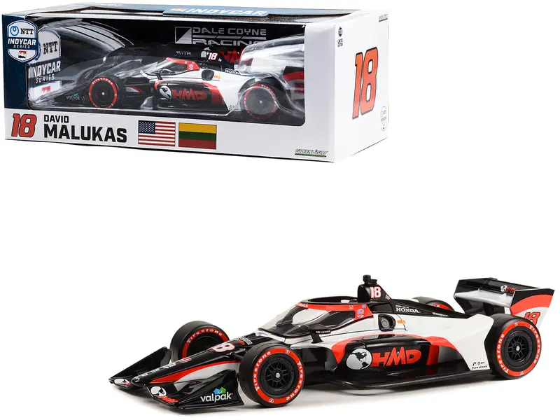 Dallara Indycar #18 David Malukas "Hmd Trucking" Dale Coyne Racing With Hmd Motorsports (Road Course Configuration) "Ntt Indycar Series" (2023) 1/18 Diecast Model Car By Greenlight 1