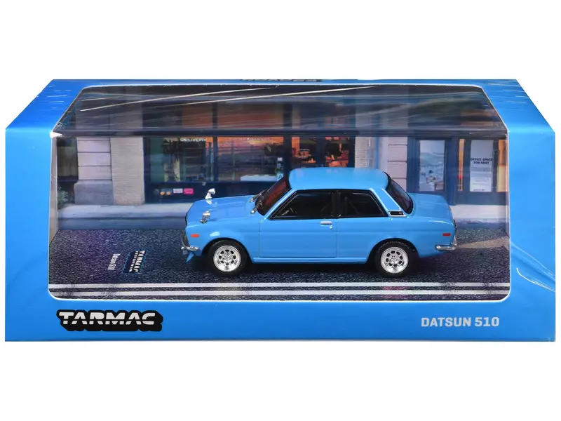 Datsun 510 Light Blue "Road64" Series 1/64 Diecast Model Car By Tarmac Works 1