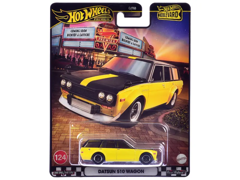 Datsun 510 Wagon Yellow And Black "Boulevard" Series Diecast Model Car By Hot Wheels 1