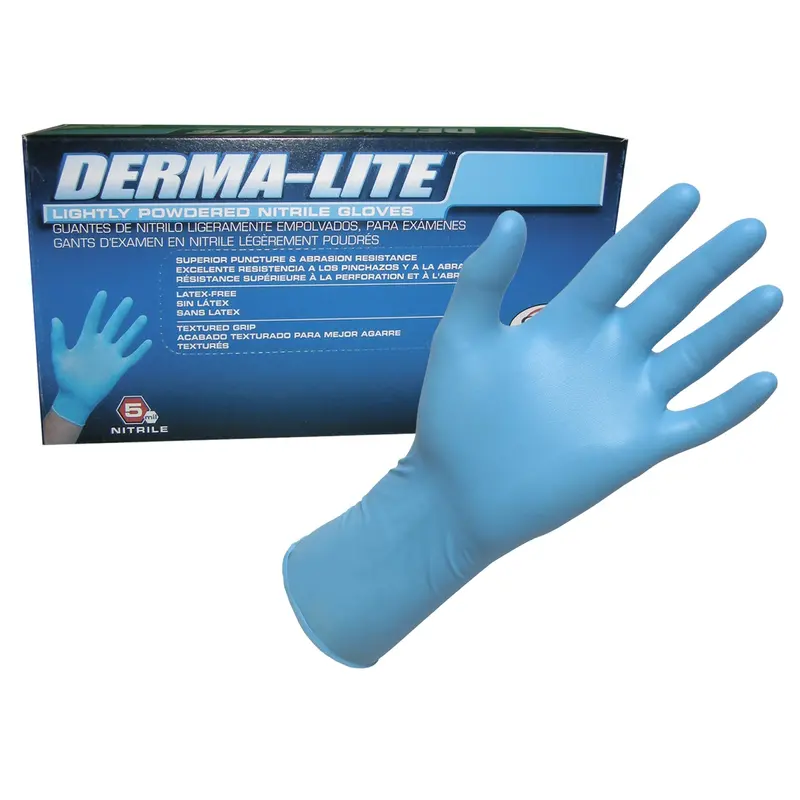 Derma-Lite Exam Grade Disposable Nitrile 5 Mil Gloves, Small, Box Of 100 1