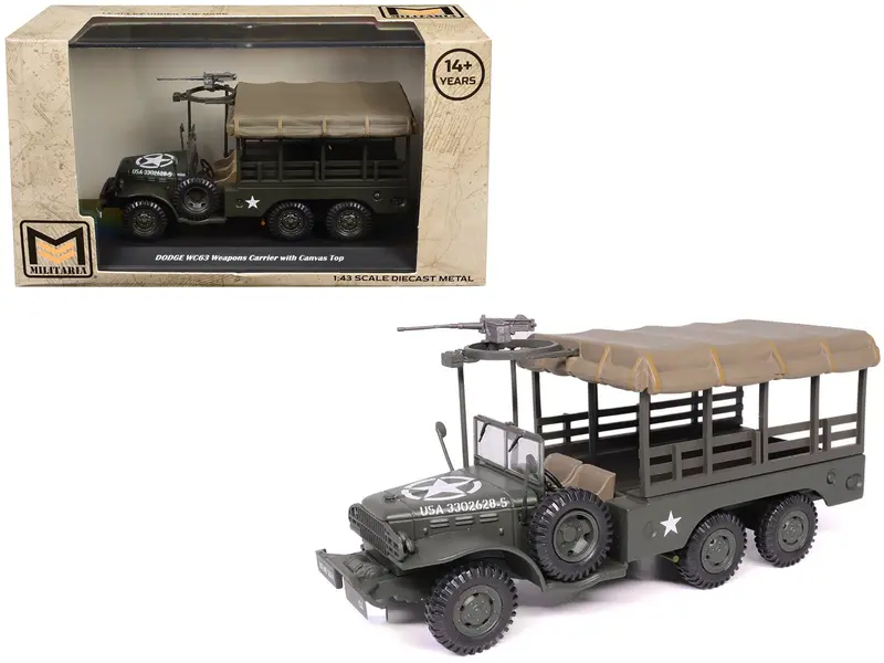 Dodge Wc63 Weapons Carrier With Canvas Top Olive Drab "United States Army" 1/43 Diecast Model By Militaria Die Cast 1