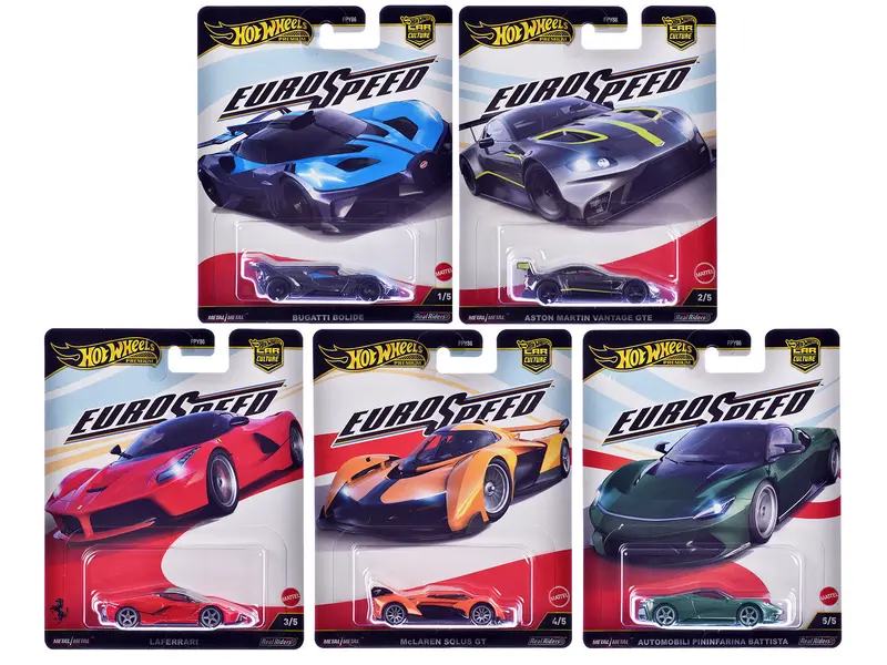 "Euro Speed" 5 Piece Set "Car Culture" 2025 Series L Diecast Model Cars By Hot Wheels 1