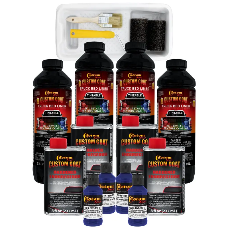 Federal Standard Color #35056 Ultramarine Blue T86 Urethane Roll-On, Brush-On Or Spray-On Truck Bed Liner, 1 Gallon Kit With Roller Applicator Kit 1
