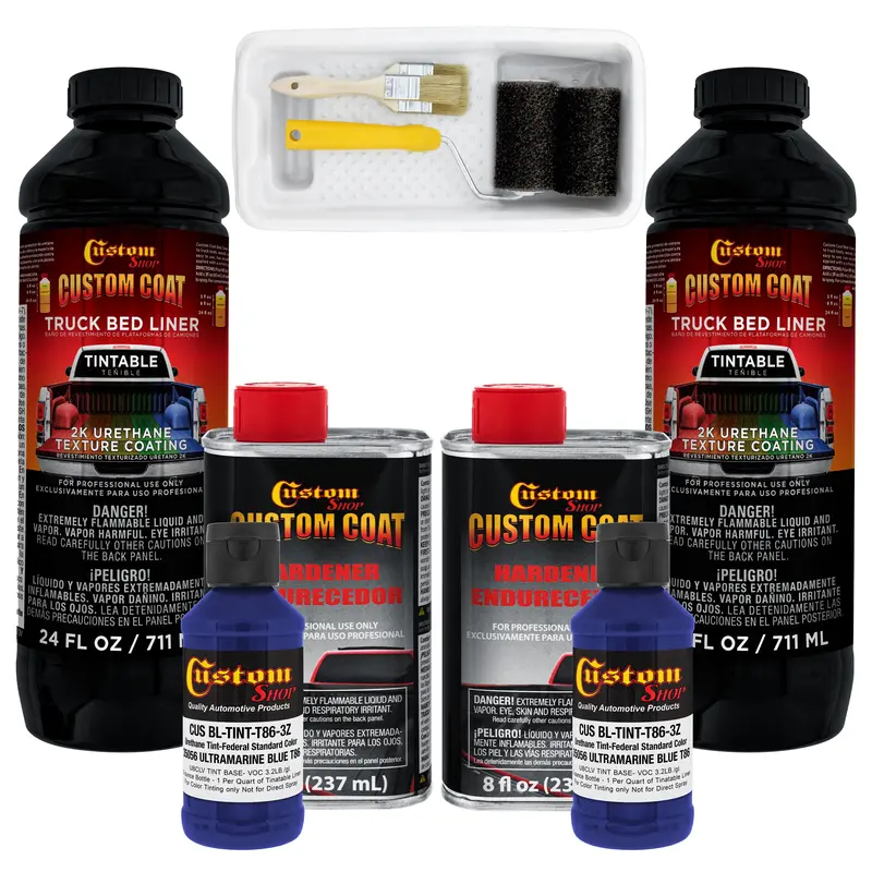 Federal Standard Color #35056 Ultramarine Blue T86 Urethane Roll-On, Brush-On Or Spray-On Truck Bed Liner, 2 Quart Kit With Roller Applicator Kit 1