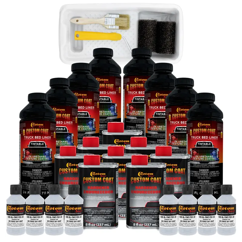 Federal Standard Color #36473 Air Force Gray T91 Urethane Roll-On, Brush-On Or Spray-On Truck Bed Liner, 2 Gallon Kit With Roller Applicator Kit 1