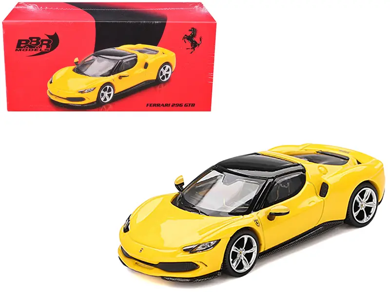 Ferrari 296 Gtb Giallo Modena Yellow With Black Top 1/64 Diecast Model Car By Bbr 1