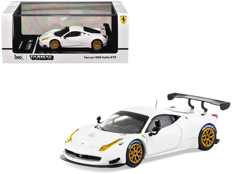 Ferrari 458 Italia Gt3 White With Gold Wheels "Road64" Series 1/64 Diecast Model Car By Tarmac Works 1