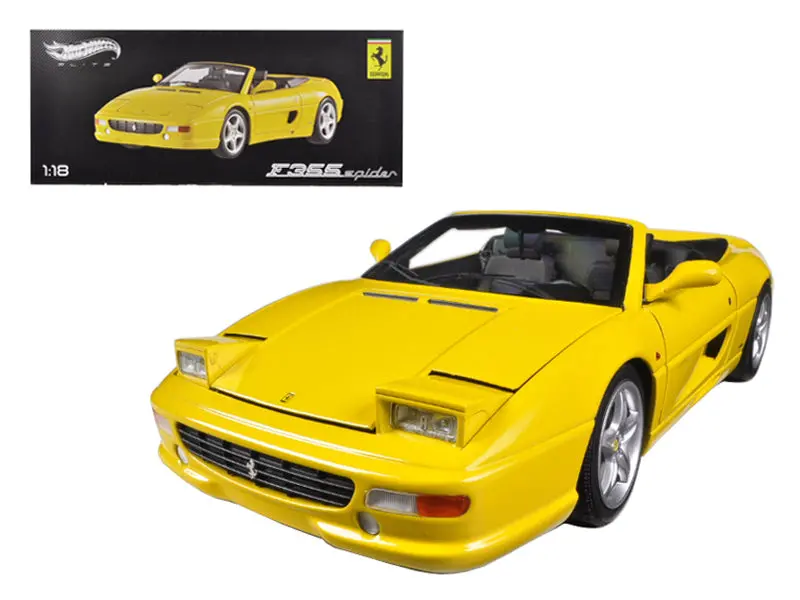 Ferrari F355 Spider Convertible Yellow Elite Edition 1/18 Diecast Car Model By Hot Wheels 1