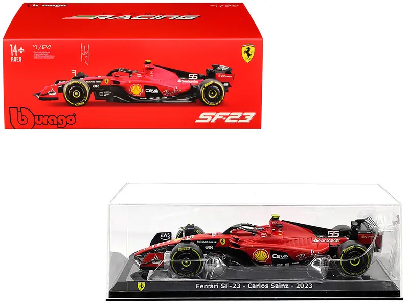 Ferrari Sf-23 #55 Carlos Sainz Formula One F1 World Championship (2023) "Formula Racing" Series 1/24 Diecast Model Car By Bburago 1