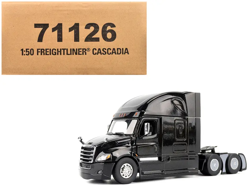 Freightliner New Cascadia Sleeper Cab Truck Tractor Black "Transport Series" 1/50 Diecast Model By Diecast Masters 1