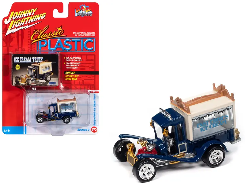 George Barris Ice Cream Truck Blue "Classic Plastic" "Pop Culture" 2024 Release 2 1/64 Diecast Model Car By Johnny Lightning 1