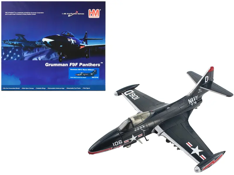 Grumman F9f-5 Panther Aircraft "Vf-781 Royce Williams Action Speak Louder Than Medals" United States Navy "Air Power Series" 1/48 Diecast Model By Hobby Master 1