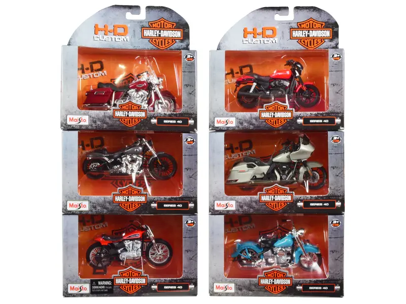 Harley-Davidson Motorcycles 6 Piece Set Series 40 1/18 Diecast Models By Maisto 1