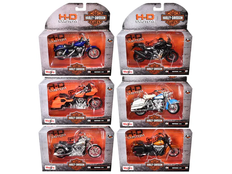 Harley-Davidson Motorcycles 6 Piece Set Series 44 1/18 Diecast Models By Maisto 1