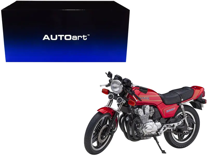 Honda Cb750f Motorcycle Red With Helmet "Baribari Legend" (1986) Ova 1/12 Model By Autoart 1