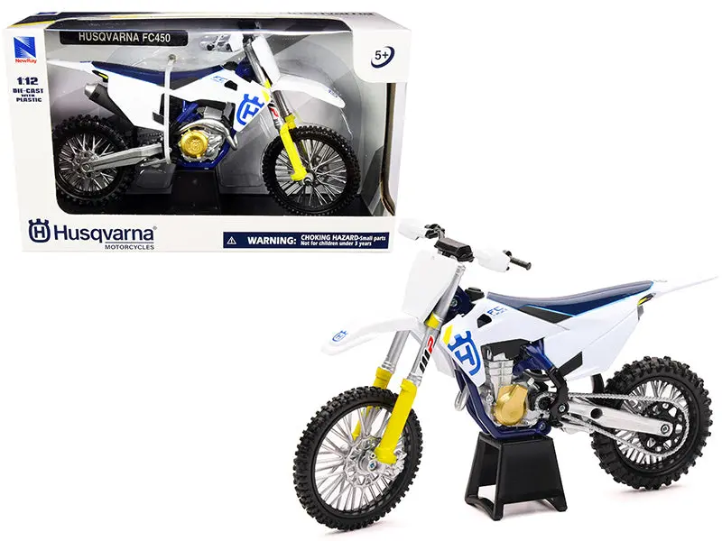 Husqvarna Fc450 White And Blue 1/12 Diecast Motorcycle Model By New Ray 1