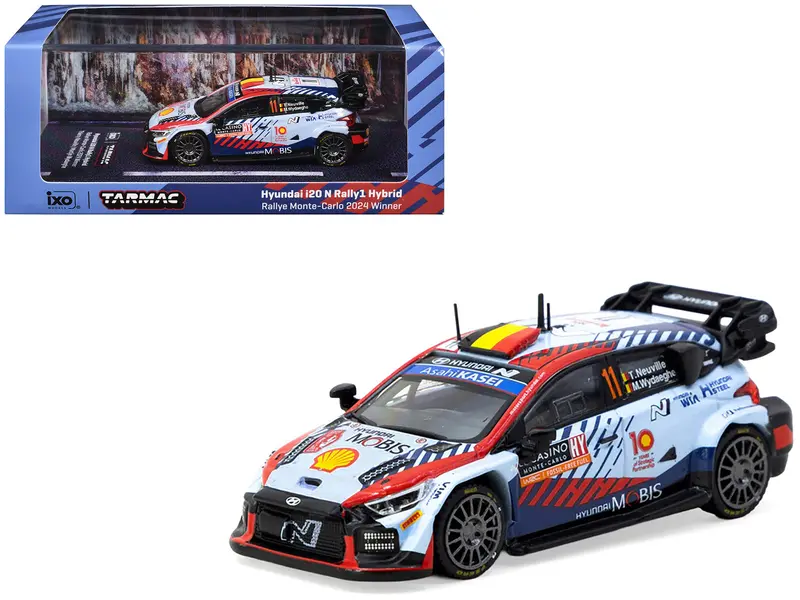 Hyundai I20 N Rally1 Hybrid #11 Thierry Neuville - Martijn Wydaeghe Winner "Rallye Monte-Carlo" (2024) "Hobby64" Series 1/64 Diecast Model By Tarmac Works 1