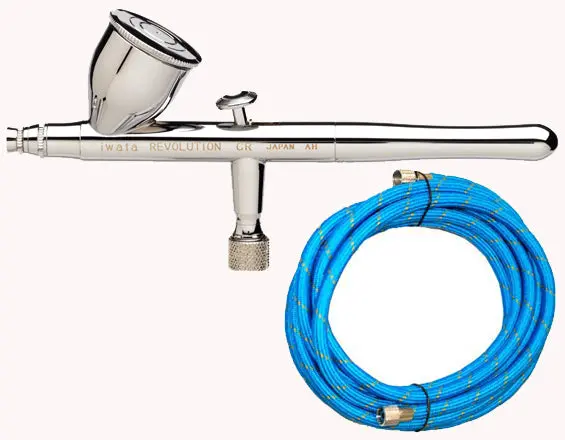 Iwata Revolution Hp-Cr Gravity Feed Airbrush With Air Hose 1
