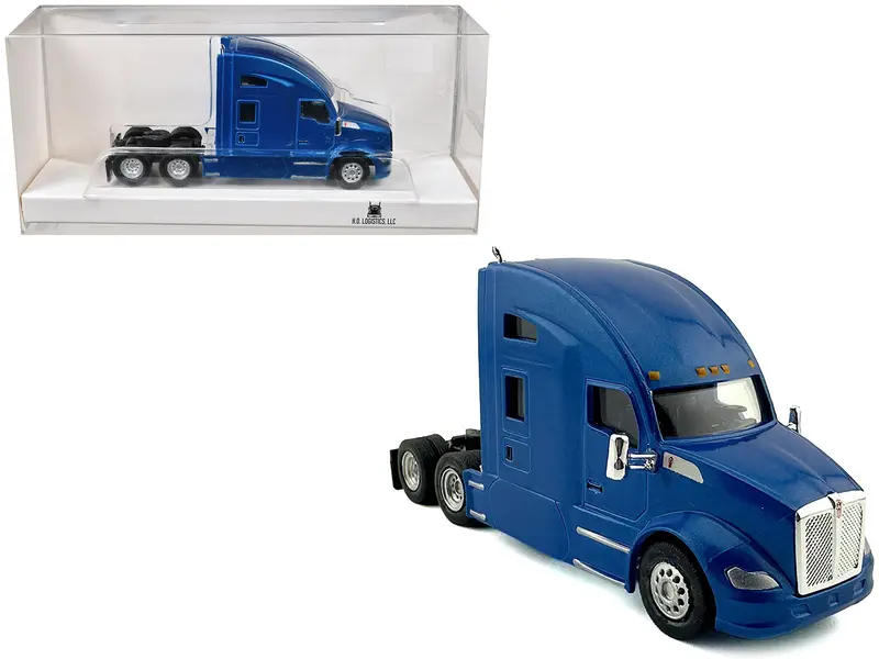 Kenworth T680 Sleeper Cab Blue Metallic 1/87 (Ho) Plastic Model Car By Ho Logistics 1