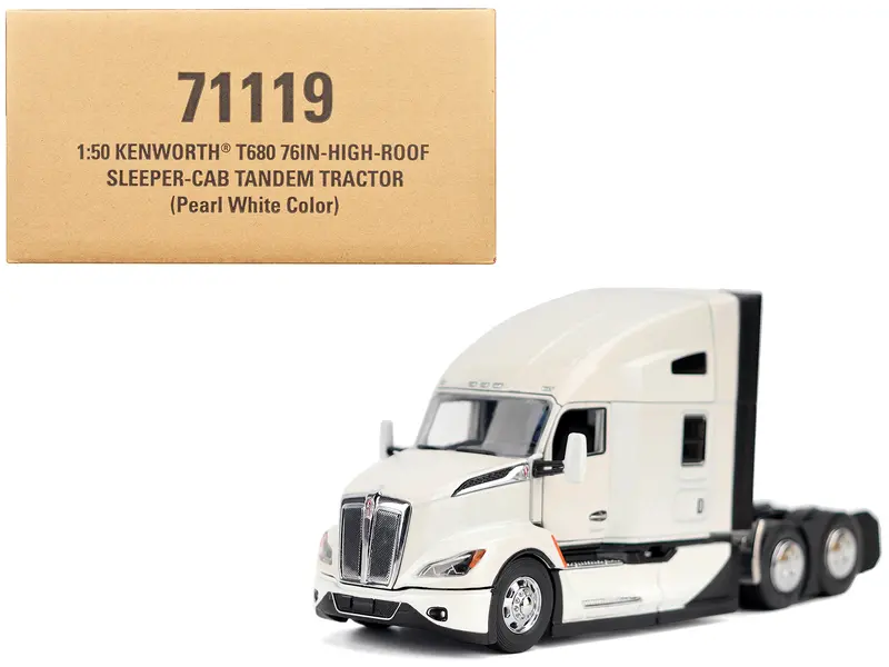 Kenworth T680 Truck Tractor Pearl White "Transport Series" 1/50 Diecast Model By Diecast Masters 1