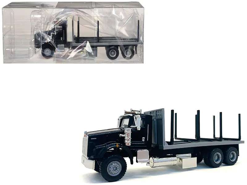 Kenworth T800 Stake Bed Truck Black 1/87 (Ho) Plastic Model Car By Promotex 1