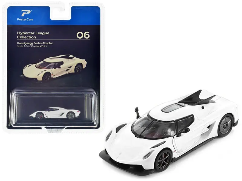 Koenigsegg Jesko Absolut Crystal White Metallic "Hypercar League Collection" 1/64 Diecast Model Car By Postercars 1