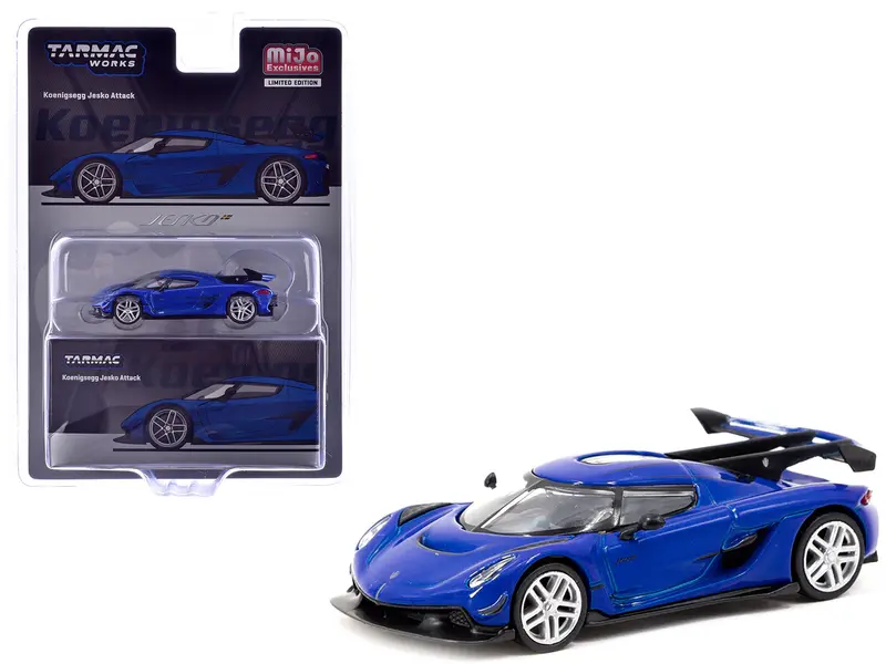 Koenigsegg Jesko Attack Blue Metallic "Global64" Series 1/64 Diecast Model By Tarmac Works 1