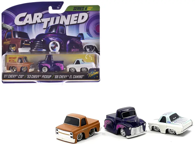 "Kustoms" Series 4 Chevrolet Triple Pack Set Of 3 Cars Diecast Model Cars By Cartuned 1