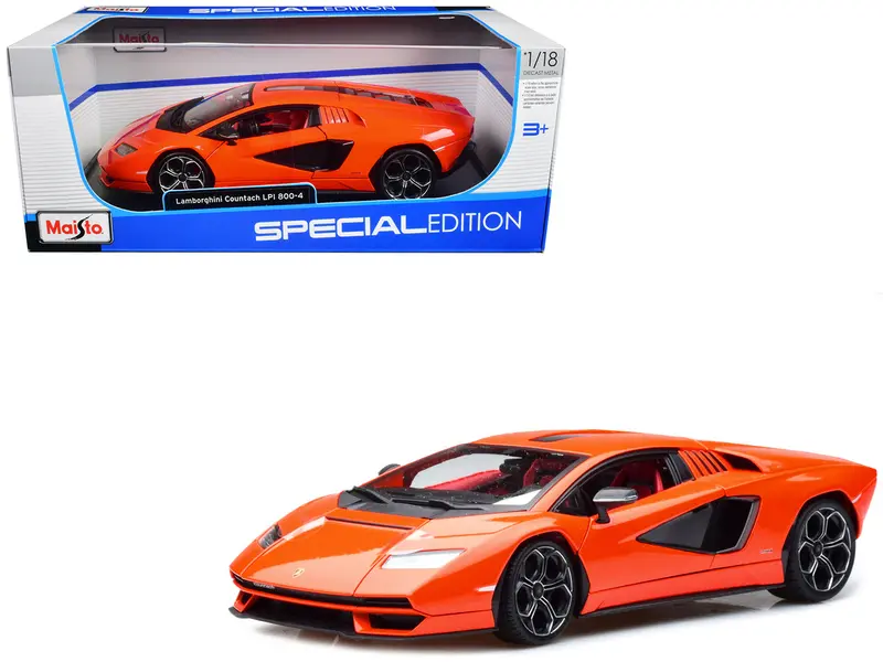 Lamborghini Countach Lpi 800-4 Orange With Red Interior "Special Edition" 1/18 Diecast Model Car By Maisto 1