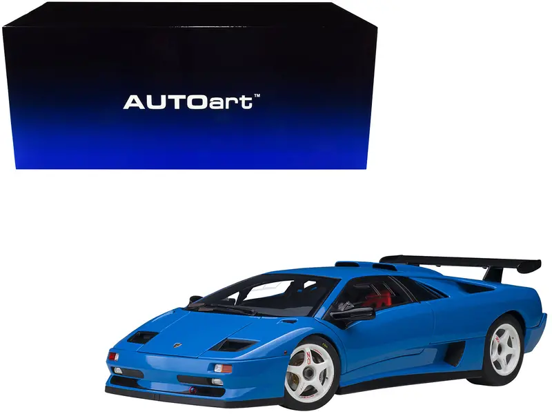 Lamborghini Diablo Sv-R Blu Le Mans Blue 1/18 Model Car By Autoart 1