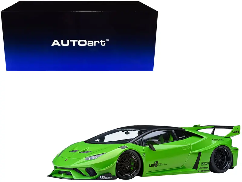 Lamborghini Huracan Gt "Lb-Silhouette Works" Pearl Green Metallic With Black Top 1/18 Model Car By Autoart 1