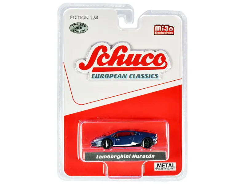 Lamborghini Huracan Matt Dark Blue With White Stripes "European Classics" Limited Edition To 2400 Pieces Worldwide 1/64 Diecast Model Car By Schuco 1