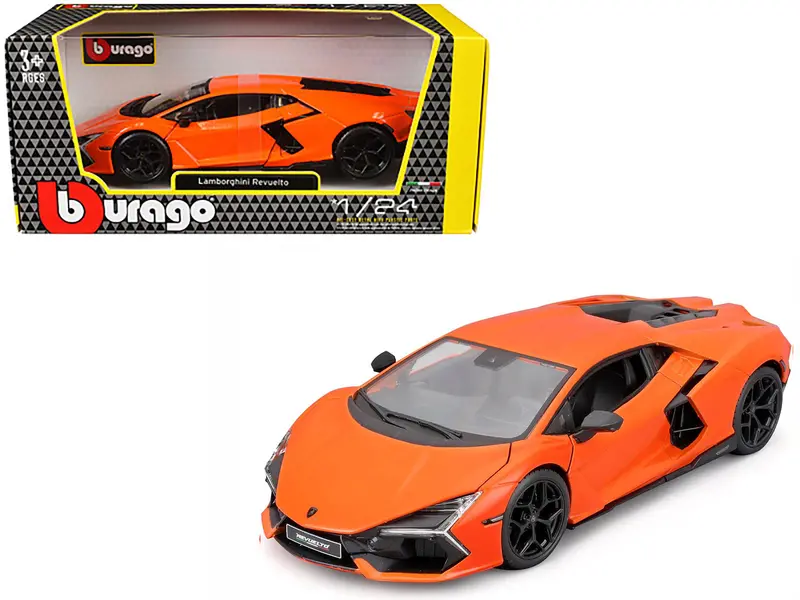 Lamborghini Revuelto Orange "Italian Design" Series 1/24 Diecast Model Car By Bburago 1