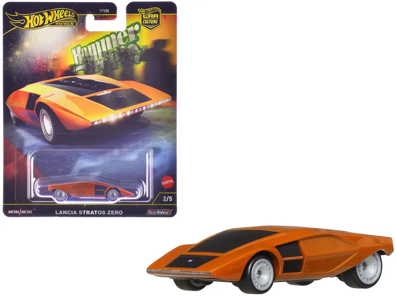 Lancia Stratos Zero Concept Car Orange Metallic "Hammer Drop" Series Diecast Model Car By Hot Wheels 1