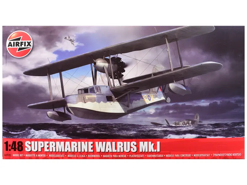 Level 3 Model Kit Supermarine Walrus Mk.I Aircraft With 3 Scheme Options 1/48 Plastic Model Kit By Airfix 1