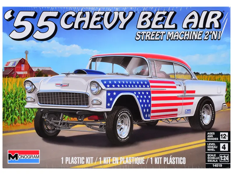 Level 4 Model Kit 1955 Chevrolet Bel Air Street Machine 2-In-1 Kit 1/24 Scale Model By Revell 1