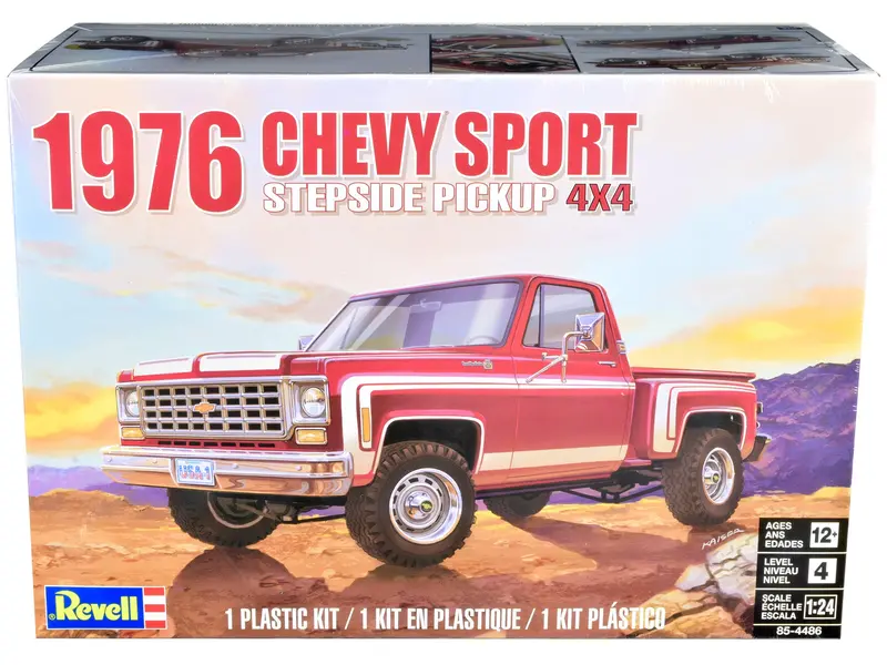 Level 4 Model Kit 1976 Chevrolet Sports Stepside 4X4 Pickup Truck 1/24 Scale Model By Revell 1
